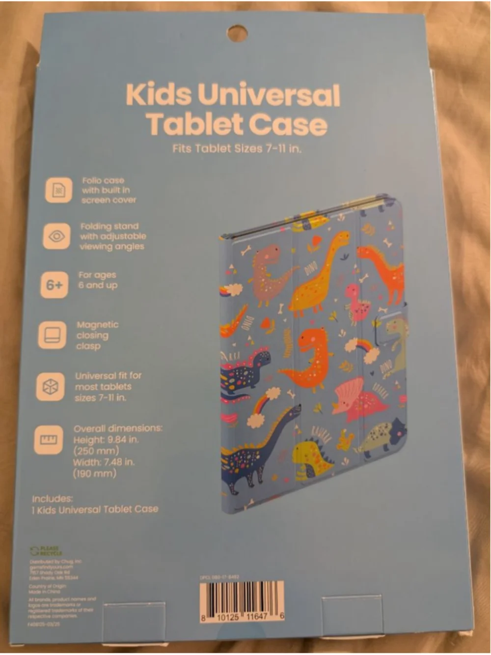 Kids Universal Tablet Case Blue Orange Dinosaur Print One Size